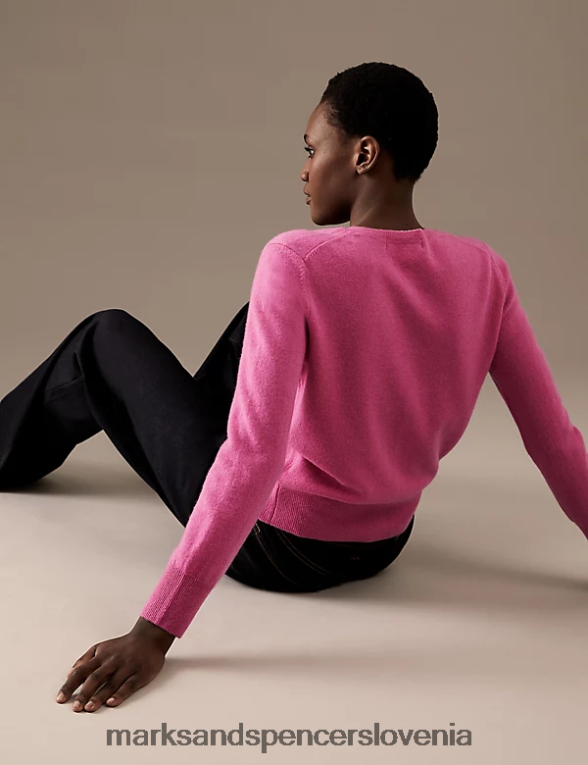 jopica z okroglim izrezom iz čistega kašmirja cvet Marks & Spencer oblačila ženske 6T8F6X2905