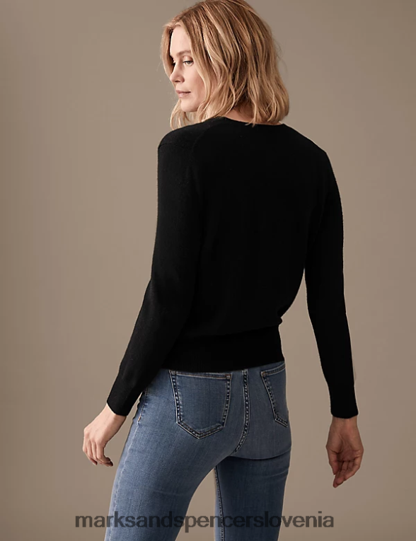 jopica z okroglim izrezom iz čistega kašmirja Črna Marks & Spencer oblačila ženske 6T8F6X2538