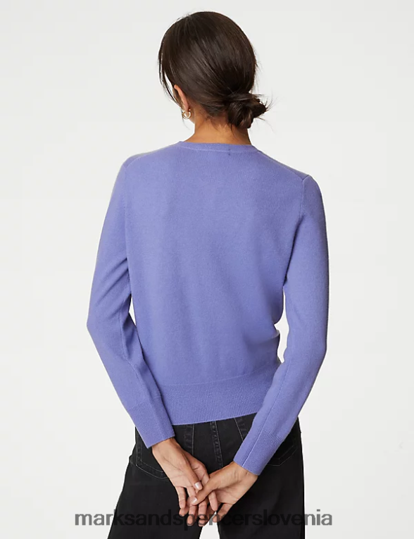 jopica z okroglim izrezom iz čistega kašmirja svetlo lila Marks & Spencer oblačila ženske 6T8F6X2908