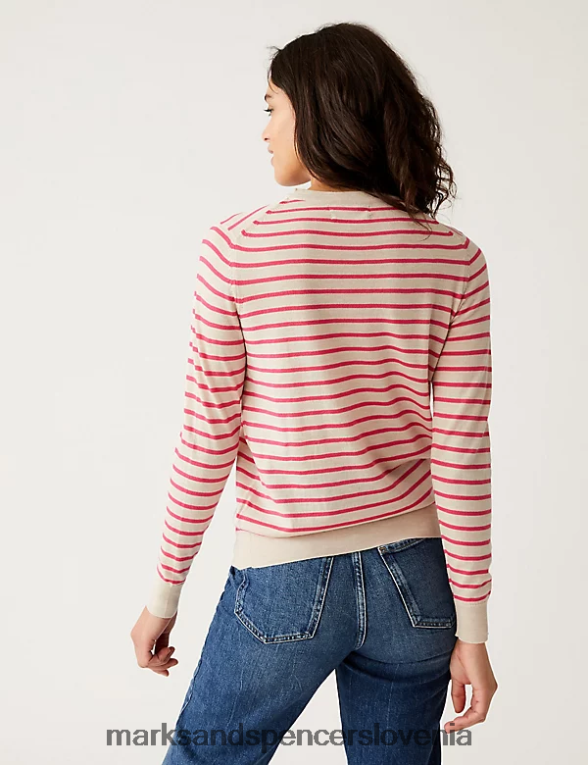 pulover z okroglim izrezom iz čiste merino volne mešanica ovsenih kaš Marks & Spencer oblačila ženske 6T8F6X1482