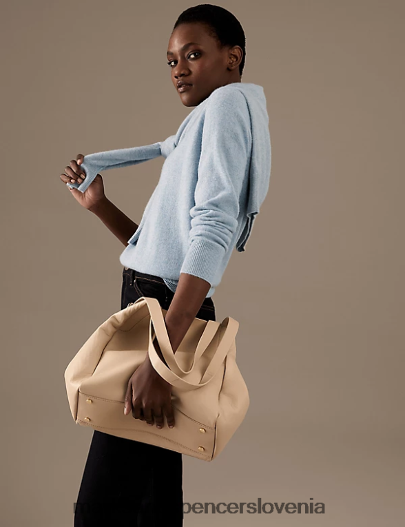 pulover z okroglim izrezom iz čistega kašmirja sivo modra Marks & Spencer oblačila ženske 6T8F6X3506