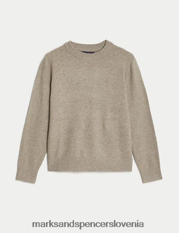 pulover z okroglim izrezom iz reciklirane mešanice moka Marks & Spencer oblačila ženske 6T8F6X500