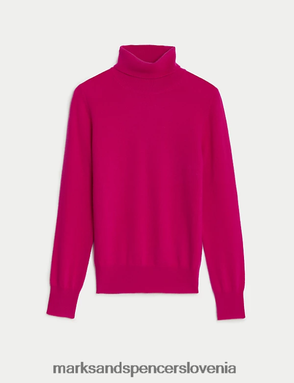 pulover z ovratnikom iz čistega kašmirja cerise Marks & Spencer oblačila ženske 6T8F6X3427