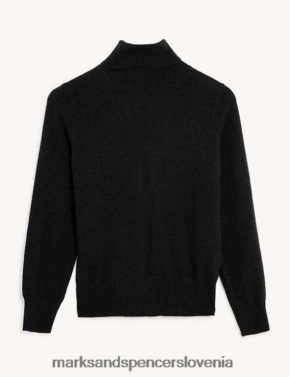 pulover z ovratnikom iz čistega kašmirja Črna Marks & Spencer oblačila ženske 6T8F6X3114