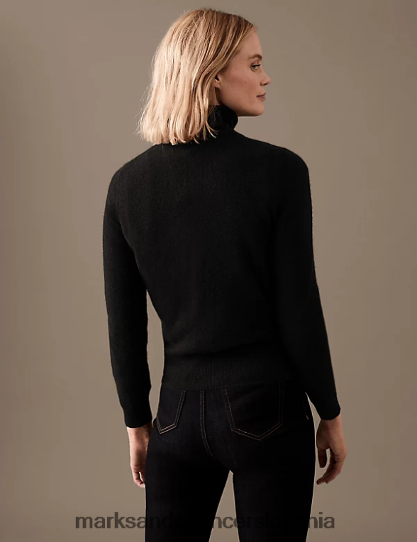 pulover z ovratnikom iz čistega kašmirja Črna Marks & Spencer oblačila ženske 6T8F6X3114