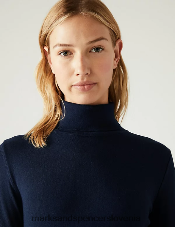 pulover z ovratnikom mornarica Marks & Spencer oblačila ženske 6T8F6X975