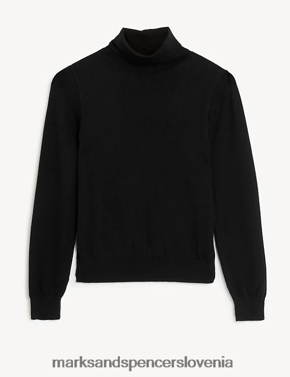 pulover z ovratnikom Črna Marks & Spencer oblačila ženske 6T8F6X1351