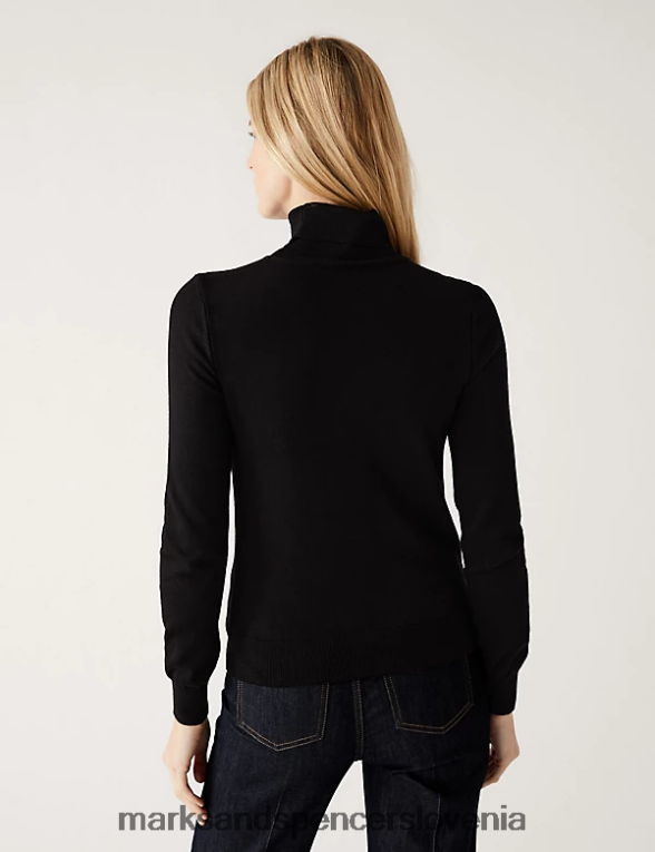 pulover z ovratnikom Črna Marks & Spencer oblačila ženske 6T8F6X1351