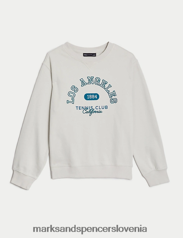 bombažna majica s sloganom lahka naravna Marks & Spencer oblačila ženske 6T8F6X1051