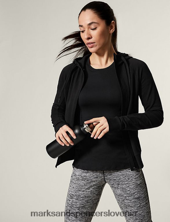 pulover z zadrgo iz bogatega bombaža Črna Marks & Spencer oblačila ženske 6T8F6X3055