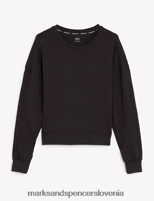 skrajšan pulover z okroglim izrezom in dolgimi rokavi ogljik Marks & Spencer oblačila ženske 6T8F6X3223