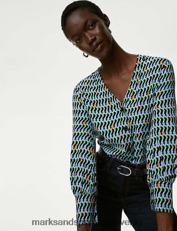 bakro bogata bluza z geometrijskimi gumbi multi Marks & Spencer oblačila ženske 6T8F6X351