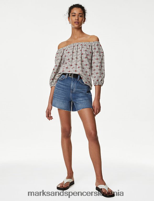 bardot bluza z bogatim lanom multi Marks & Spencer oblačila ženske 6T8F6X2379