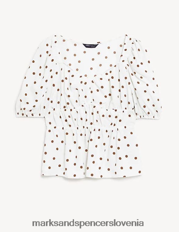 bluza s pikami rjava mešanica Marks & Spencer oblačila ženske 6T8F6X1745