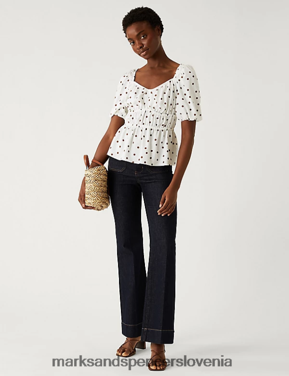 bluza s pikami rjava mešanica Marks & Spencer oblačila ženske 6T8F6X1745