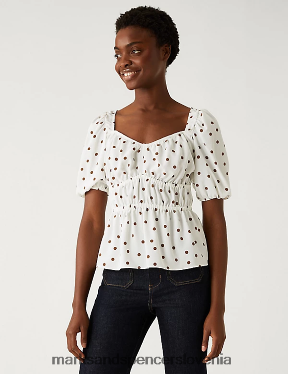 bluza s pikami rjava mešanica Marks & Spencer oblačila ženske 6T8F6X1745