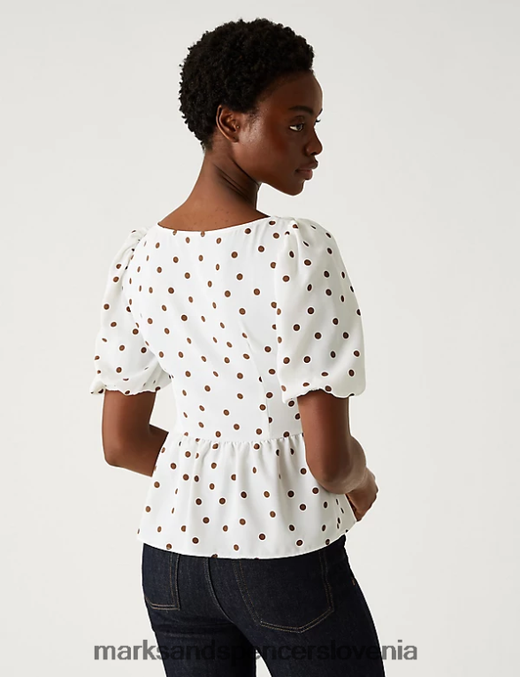 bluza s pikami rjava mešanica Marks & Spencer oblačila ženske 6T8F6X1745
