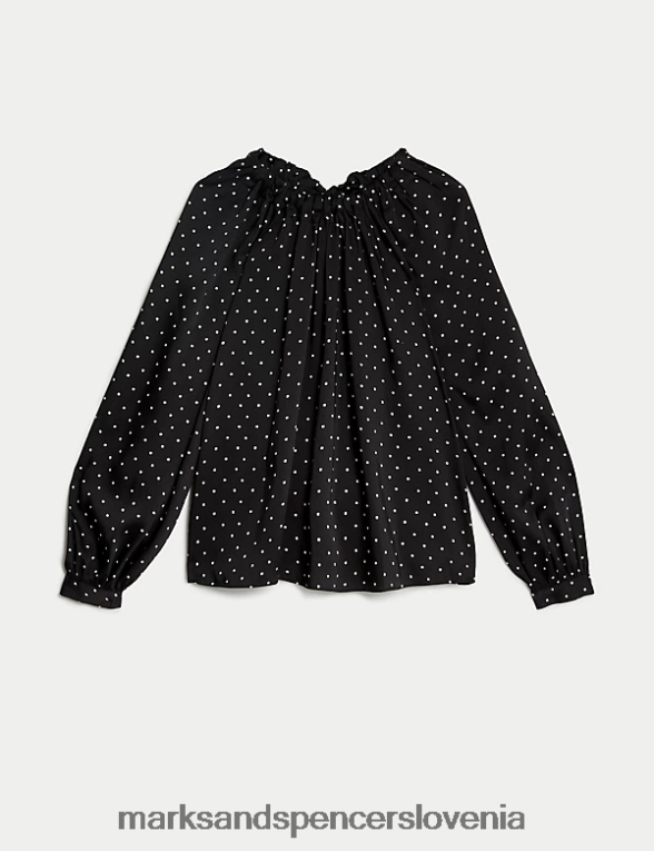 bluza s potiskanimi rokavi črna mešanica Marks & Spencer oblačila ženske 6T8F6X255