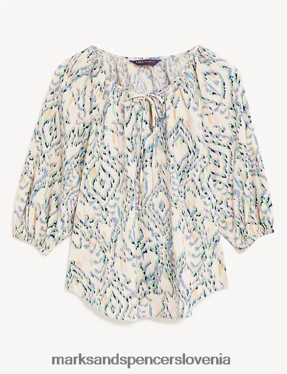 bluza z bogatim lanom in potiskom na zavezovanje multi Marks & Spencer oblačila ženske 6T8F6X1772
