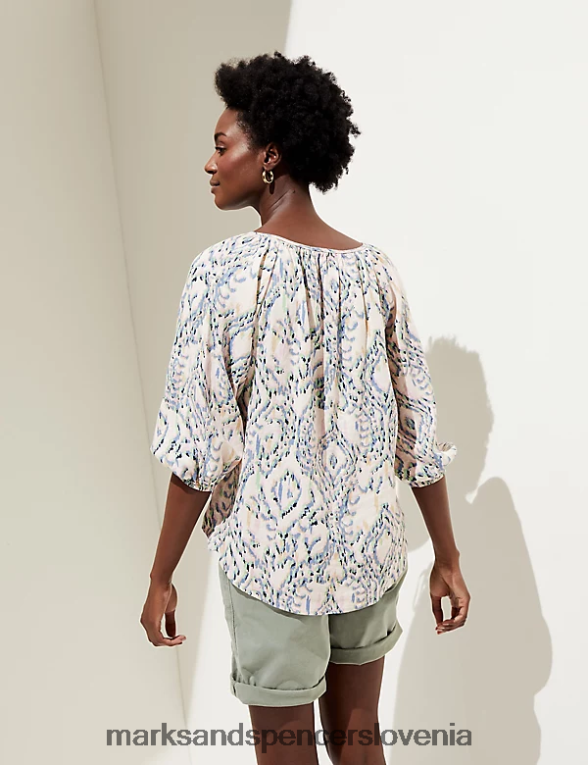 bluza z bogatim lanom in potiskom na zavezovanje multi Marks & Spencer oblačila ženske 6T8F6X1772