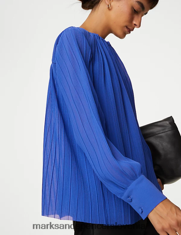 bluza z nabranim ovratnikom iz plisa iris Marks & Spencer oblačila ženske 6T8F6X311
