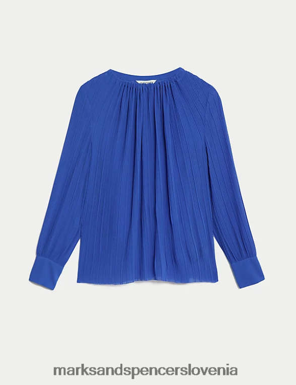 bluza z nabranim ovratnikom iz plisa iris Marks & Spencer oblačila ženske 6T8F6X311