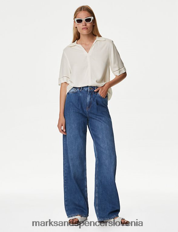 bluza z ovratnikom slonovina Marks & Spencer oblačila ženske 6T8F6X1540