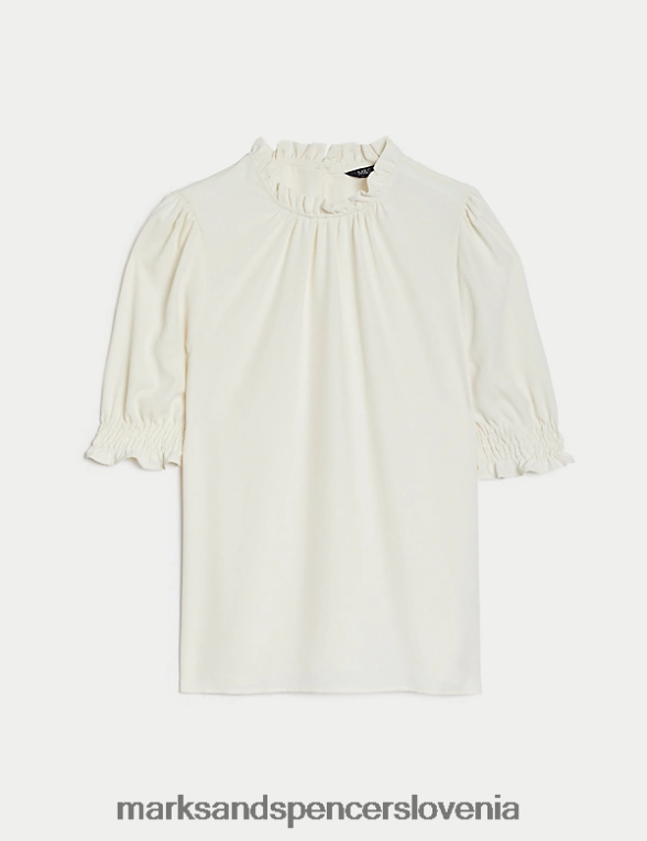 bluza z volančki slonovina Marks & Spencer oblačila ženske 6T8F6X92