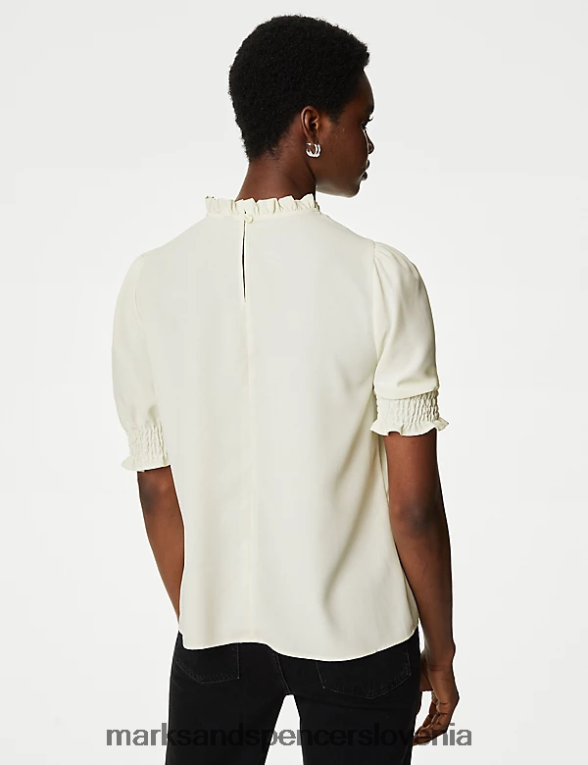 bluza z volančki slonovina Marks & Spencer oblačila ženske 6T8F6X92