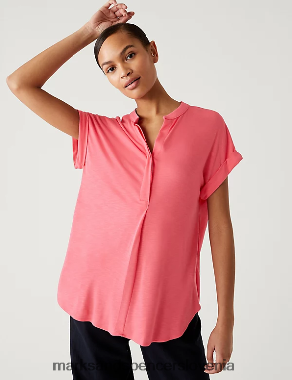 majica običajnega kroja srednje roza Marks & Spencer oblačila ženske 6T8F6X1509