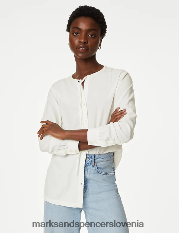 modalna bogata bluza s parangalom slonovina Marks & Spencer oblačila ženske 6T8F6X1605