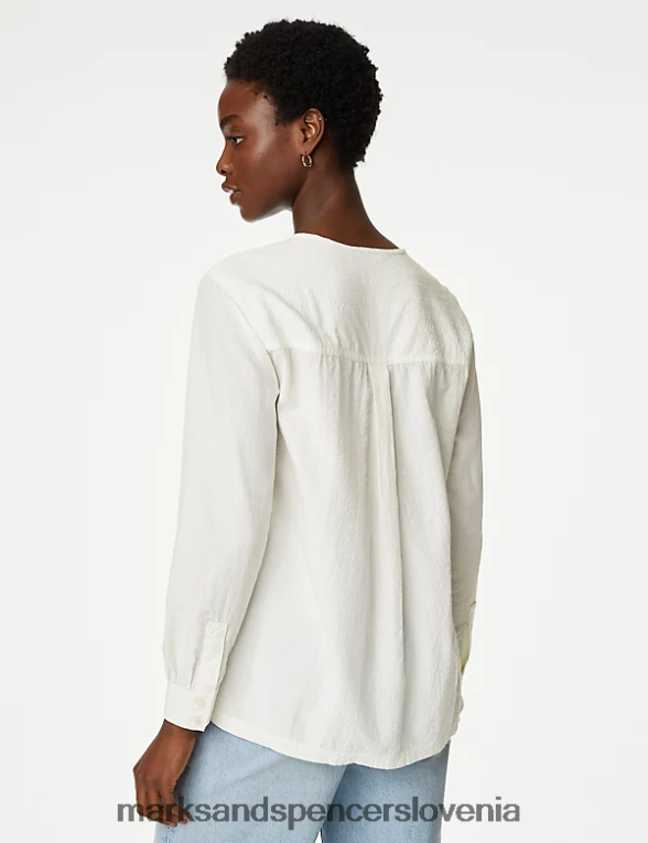 modalna bogata bluza s parangalom slonovina Marks & Spencer oblačila ženske 6T8F6X1605