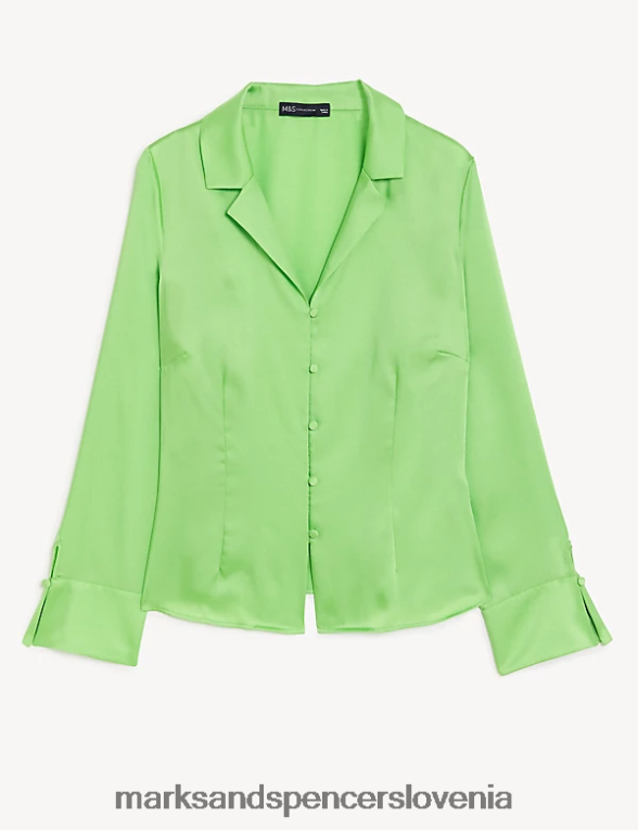 oprijeta bluza s satenastim ovratnikom apno Marks & Spencer oblačila ženske 6T8F6X1695