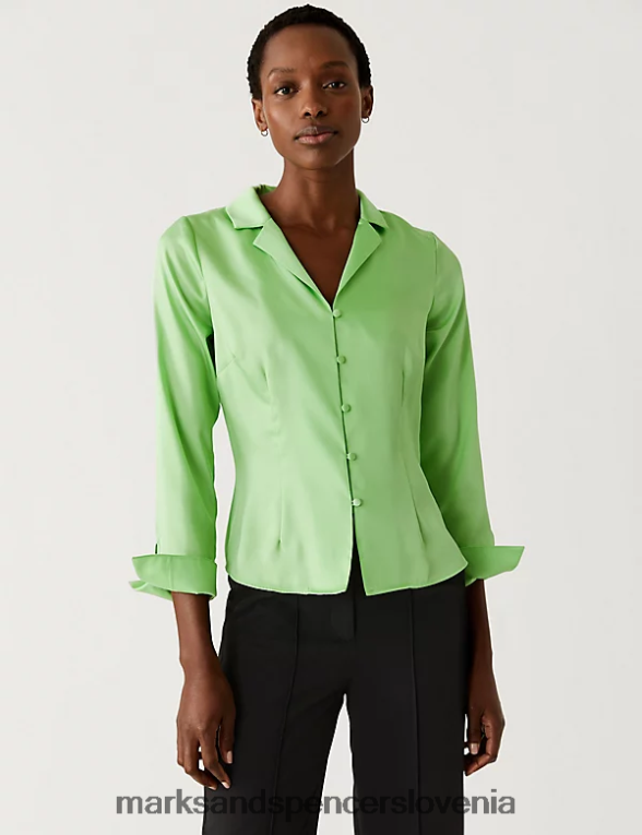 oprijeta bluza s satenastim ovratnikom apno Marks & Spencer oblačila ženske 6T8F6X1695