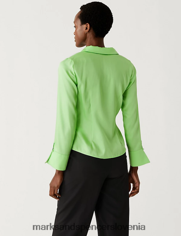 oprijeta bluza s satenastim ovratnikom apno Marks & Spencer oblačila ženske 6T8F6X1695