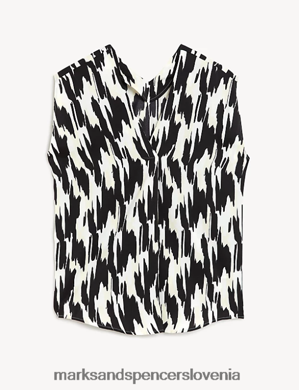 popover bluza s potiskom iz satena črna mešanica Marks & Spencer oblačila ženske 6T8F6X1856