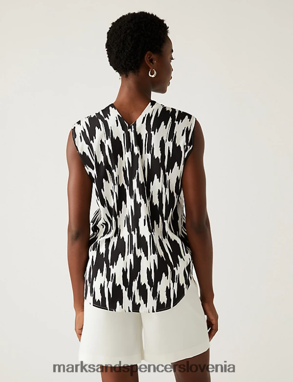 popover bluza s potiskom iz satena črna mešanica Marks & Spencer oblačila ženske 6T8F6X1856