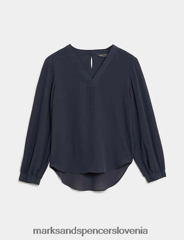 popover bluza z v-izrezom mornarica Marks & Spencer oblačila ženske 6T8F6X93