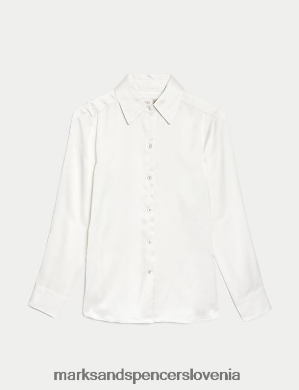 satenasta srajca slonovina Marks & Spencer oblačila ženske 6T8F6X411