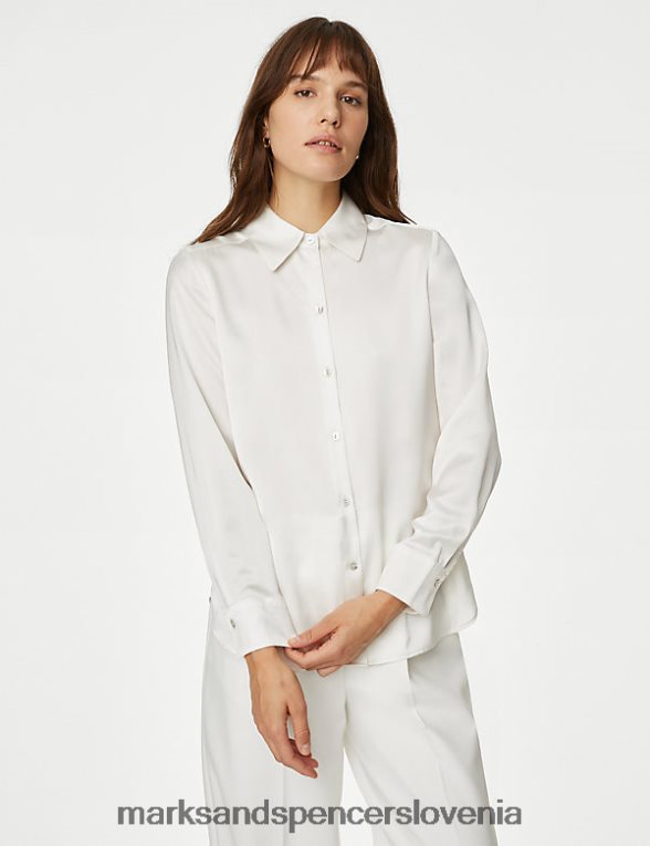 satenasta srajca slonovina Marks & Spencer oblačila ženske 6T8F6X411