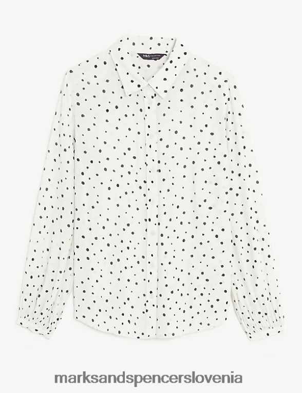 srajca s parangalom s potiskom modalne mešanice bela mešanica Marks & Spencer oblačila ženske 6T8F6X1062