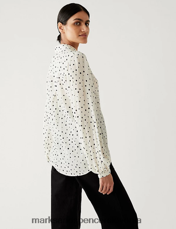 srajca s parangalom s potiskom modalne mešanice bela mešanica Marks & Spencer oblačila ženske 6T8F6X1062