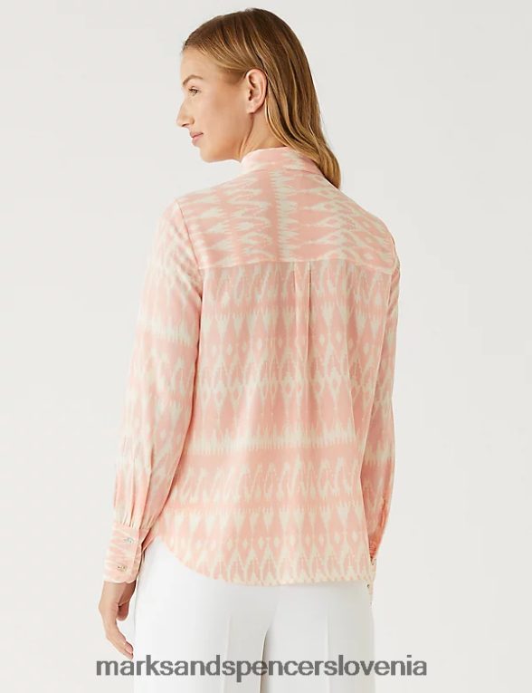 srajca s potiskom in ovratnikom svetlo roza mešanica Marks & Spencer oblačila ženske 6T8F6X1131