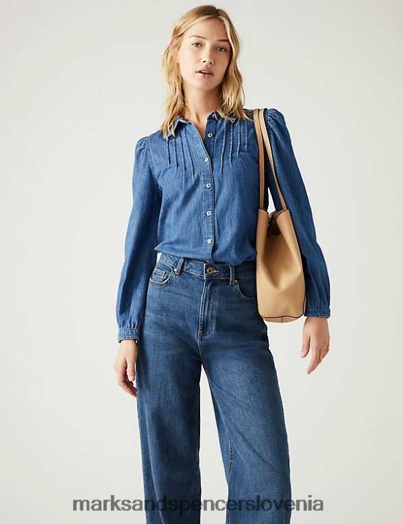 srajca z ovratnikom denim Marks & Spencer oblačila ženske 6T8F6X2851
