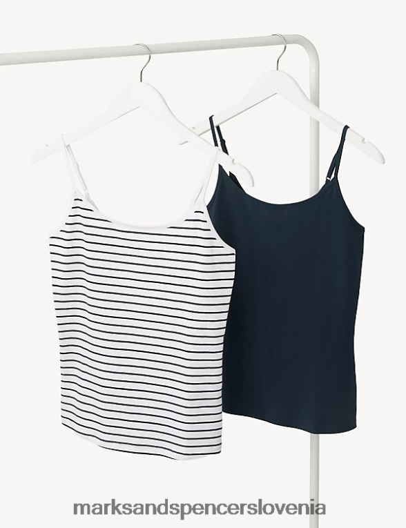 2pk bombažne majice slim fit cami mornarska mešanica Marks & Spencer oblačila ženske 6T8F6X3069