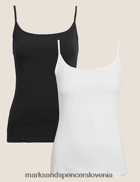 2pk bombažne majice slim fit cami črnobela Marks & Spencer oblačila ženske 6T8F6X3361