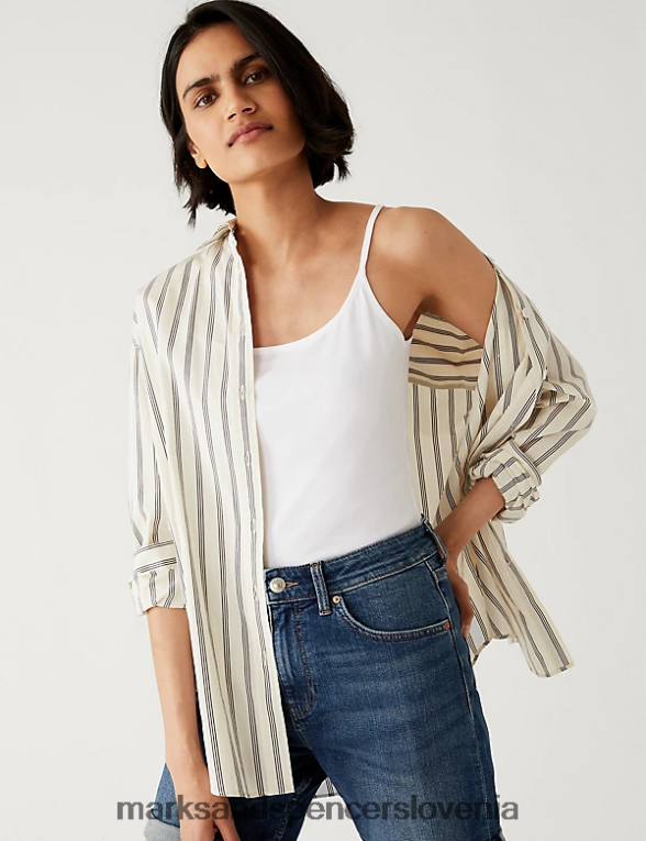 2pk bombažne majice slim fit cami črnobela Marks & Spencer oblačila ženske 6T8F6X3361