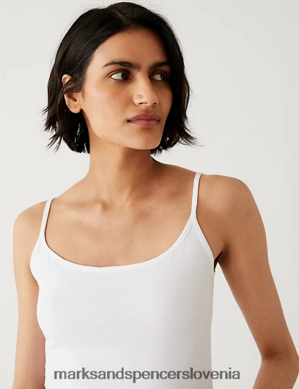 2pk bombažne majice slim fit cami črnobela Marks & Spencer oblačila ženske 6T8F6X3361