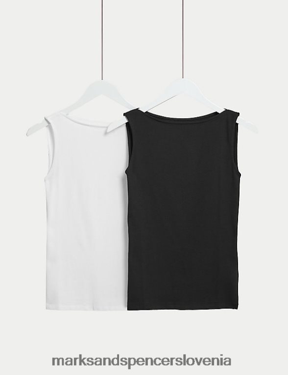 2pk bombažni brezrokavniki črnobela Marks & Spencer oblačila ženske 6T8F6X1006