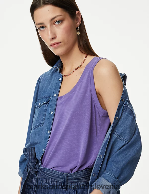 bogat modalni top brezrokavnik svetlo slezasta Marks & Spencer oblačila ženske 6T8F6X2711